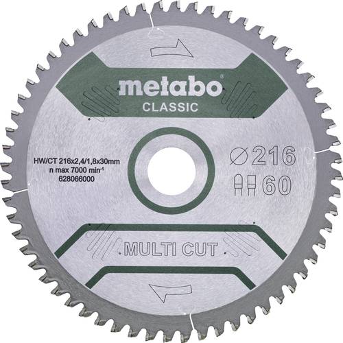 Metabo MULTI CUT CLASSIC 628655000 Kreissägeblatt 216 x 30 x 1.8mm Zähneanzahl: 60 1St. von Metabo