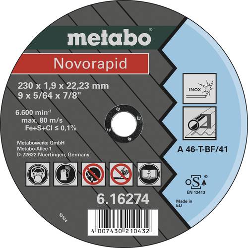 Metabo Novorapid 616274000 Trennscheibe gerade 230mm 25 St. Metall von Metabo