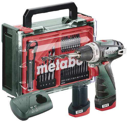 Metabo PowerMaxx BS Basic Set 600080710 Akku-Bohrschrauber 12V 2Ah Li-Ion inkl. 2. Akku, inkl. Ladeg von Metabo