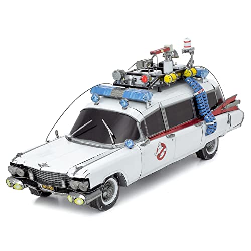 Fascinations ICX230 Metal Earth Metallbausätze - Ghostbusters Cadillac ECTO-1, lasergeschnittener 3D-Konstruktionsbausatz, 3D Metall Puzzle, DIY Modellbausatz mit 3 Metallplatinen, ab 14 Jahre von Metal Earth