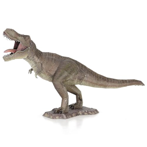 Fascinations ME1006 Metal Earth Metallbausätze - Dinosaurier Tyrannosaurus Rex, lasergeschnittener 3D-Konstruktionsbausatz, 3D Metall Puzzle, DIY Modellbausatz mit 3 Metallplatinen, ab 14 Jahre von Metal Earth