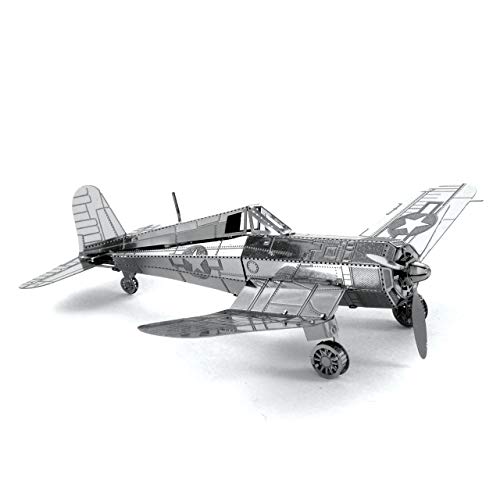 Fascinations MMS035 Metal Earth Metallbausätze - Kampfflugzeug Vought F4U Corsair, lasergeschnittener 3D-Konstruktionsbausatz, 3D Metall Puzzle, DIY Modellbausatz mit 1 Metallplatine, ab 14 Jahre von Metal Earth