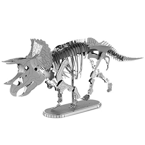 Fascinations MMS101 Metal Earth Metallbausätze - Dinosaurier Triceratops, lasergeschnittener 3D-Konstruktionsbausatz, 3D Metall Puzzle, DIY Modellbausatz mit 2 Metallplatinen, ab 14 Jahre von Metal Earth