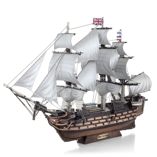 Fascinations Metal Earth Metallbausätze - Linienschiff Flaggschiff HMS Victory, lasergeschnittener 3D-Konstruktionsbausatz, 3D Metall Puzzle, DIY Modellbausatz mit 3.5 Metallplatinen, ab 14 Jahre von Metal Earth