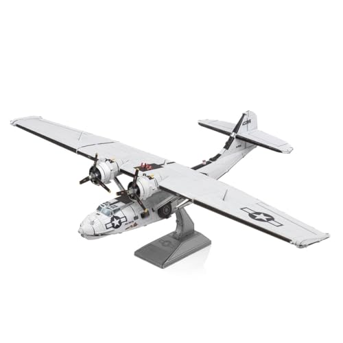 Fascinations Metal Earth Metallbausätze - Seeaufklärungsflugzeug Consolidated PBY Catalina, lasergeschnittener 3D-Konstruktionsbausatz, 3D Metall Puzzle DIY Modellbausatz 3 Metallplatinen, ab 14 Jahre von Metal Earth