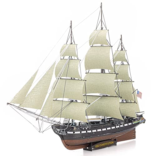 Fascinations PS2002 Metal Earth Metallbausätze - Kriegsschiff USS Constitution, lasergeschnittener 3D-Konstruktionsbausatz, 3D Metall Puzzle, DIY Modellbausatz mit 2.25 Metallplatinen, ab 14 Jahre von Metal Earth