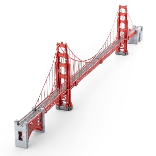 Fascinations PS2013 Metal Earth Metallbausätze - Hängebrücke Golden Gate Bridge, lasergeschnittener 3D-Konstruktionsbausatz, 3D Metall Puzzle, DIY Modellbausatz mit 2.5 Metallplatinen, ab 14 Jahre von Metal Earth