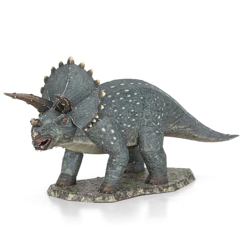 Fascinations ME1011 Metal Earth Metallbausätze - Dinosaurier Triceratops, lasergeschnittener 3D-Konstruktionsbausatz, 3D Metall Puzzle, DIY Modellbausatz mit 3 Metallplatinen, ab 14 Jahre von Metal Earth