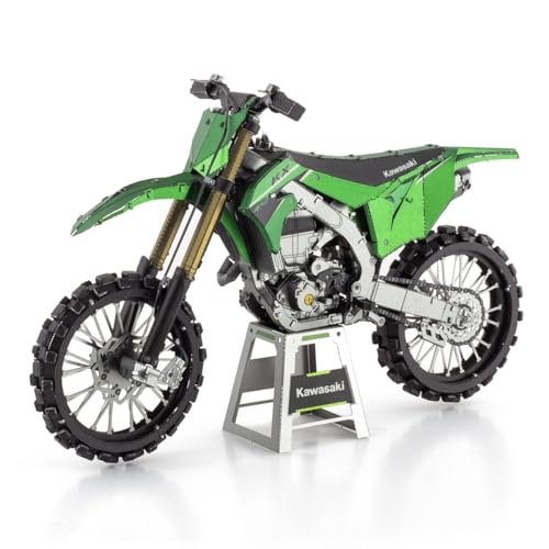 Fascinations Metal Earth Metallbausätze - Motorrad Kawasaki KX450 Dirt Bike, lasergeschnittener 3D-Konstruktionsbausatz, 3D Metall Puzzle, DIY Modellbausatz mit 2.5 Metallplatinen, ab 14 Jahre von Metal Earth