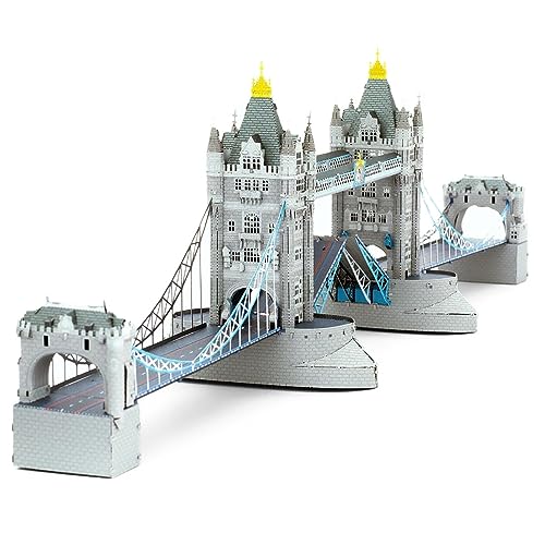 Fascinations PS2009 Metal Earth Metallbausätze - Straßenbrücke The London Tower Bridge, lasergeschnittener 3D-Konstruktionsbausatz, 3D Metall Puzzle, DIY Modellbausatz, 3 Metallplatinen, ab 14 Jahre von Metal Earth