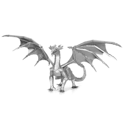 Fascinations PS2012 Metal Earth Metallbausätze - Fantasy Silber Drache Steel Dragon, lasergeschnittener 3D-Konstruktionsbausatz, 3D Metall Puzzle, DIY Modellbausatz mit 3.5 Metallplatinen, ab 14 Jahre von Metal Earth