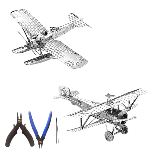 Metal Zone Kampfflugzeuge des Ersten Weltkriegs, 3D-Puzzle aus Metall, 3D-Puzzle, Metall-Flugzeuge zum Zusammenbauen, 3D-Metallpuzzle mit Flugzeugen, 2 Stück + Werkzeugset Metal Zone Kampfflugzeuge des Ersten Weltkriegs, 3D-Puzzle aus Metall, 3D-Puzzle, Metall-Flugzeuge zum Zusammenbauen, 3D-Metallpuzzle mit Flugzeugen, 2 Stück + Werkzeugset von Metal Zone