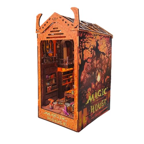 Metalakaer 3D Magisches Haus Holz Puzzle Buchstütze, Booknook Häuser Modellbausätze mit LED-Licht, Kreativität Geschenk für Unisex Erwachsene zum Bauen (Bausatz Version/288PCS) von Metalakaer