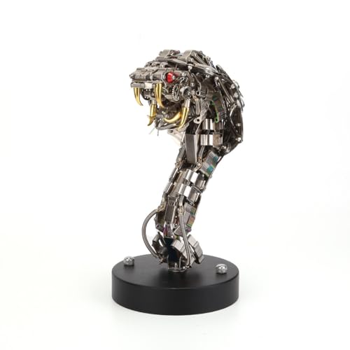 Metalakaer 3D Metallpuzzle für Erwachsene, Athanatos Realistische Mechanische Schlange Halbkörper Schlangenstatue mit Lichtern 3D Puzzles Metall Zusammengebaute Tiermodellbausätze (400+PCS) von Metalakaer