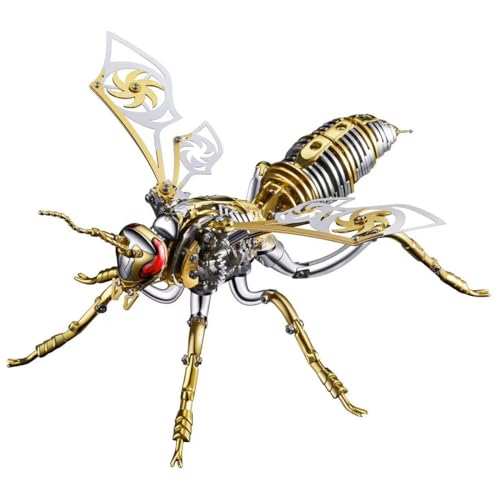 Metalakaer 3D Metallpuzzle für Erwachsene, Dunkelgold Mechanische Hummel Insekten Bausatz für Erwachsene, DIY Steampunk Insektenmodell Puzzle, Dekorationen, 340 Teile/Gold von Metalakaer