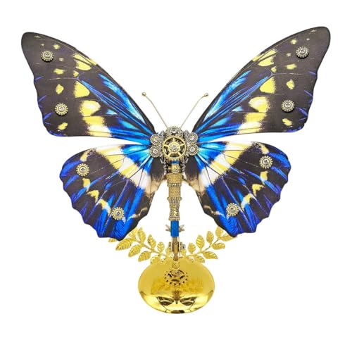 Metalakaer 3D Metallpuzzle für Erwachsene, Steampunk Morpho Helena Schmetterling DIY Bausatz, 3D Puzzle mechanische Insekten Ornament, große Geschenke für Erwachsene (150 PCS) von Metalakaer