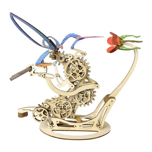 Metalakaer Hölzerne 3D Puzzles Mechanischer Kolibri, DIY Hölzerne Modell-Bausatz, Mechanisches Modell selbst basteln Deko Bildung Geschenk (200+PCS) von Metalakaer