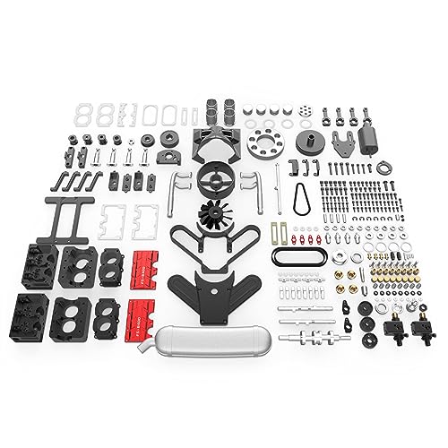 Metalakaer Mini Motor Modellbausatz aus Metall, TOYAN FS-B400 14cc Vierzylinder-Viertakt-Nitro H4 Motor Modell, Wissenschaft Experiment Spielzeug für Kinder (Bausatz Version) von Metalakaer