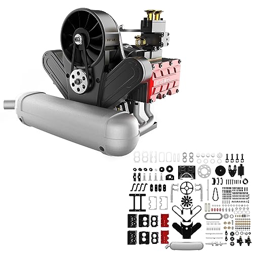 Metalakaer Mini Motor Modellbausatz aus Metall, TOYAN FS-B400 14cc Vierzylinder-Viertakt-Nitro H4 Motor Modell, Wissenschaft Experiment Spielzeug für Kinder (Fertige Version) von Metalakaer