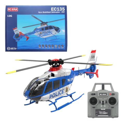 Metalakaer RC Hubschrauber, C123 EC135 2.4G 6CH Einmotorig Gyroskopisches Flugmodell mit EIN Tasten Start und Lande Funktion (RTF Version/Blau&Weiß) von Metalakaer