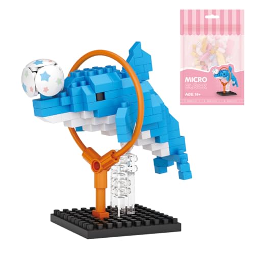 Metalakaer Tier Bauklötze Set, Mini Niedlicher Delphin Bauklötze Set, MOC Kreativ Haushalt Kleine Partikel Puzzles Tolles Geschenk für Erwachsene - 150 Teile von Metalakaer