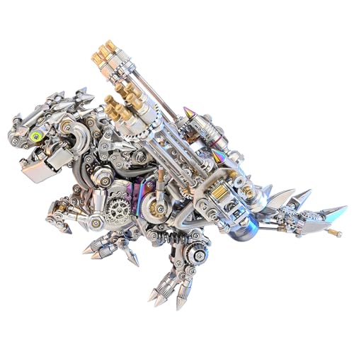 3D Metall Puzzle Dinosaurier Kit - Steampunk T-Rex Modell mit Flügeln & Gatling Optionen - DIY Edelstahl Montageset - Perfekt für Erwachsene, Handwerker Enthusiasten und Einzigartige Raumdekor von Metalkitor