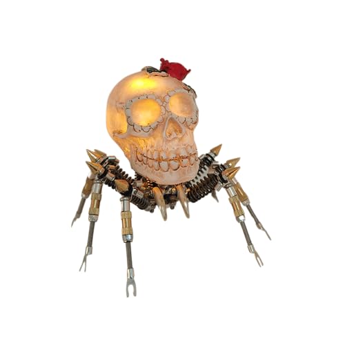 3D-Metall-Puzzle-Nachtlicht mit Totenkopf-Spinne – Steampunk-Halloween-Dekoration – Mechanisches DIY-Bauset – Puzzle-Handwerk, Gehirn-Teaser – perfekte Schreibtischdekoration und Geschenke – 200 Stück von Metalkitor