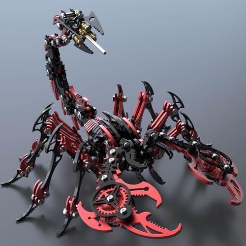 Metalkitor Skorpion 3D-Metall-Puzzle-Kits für Erwachsene und Jugendliche – 454 Teile – Mechanische Montage Modelle – 4 Stunden zum Bauen – Ideal für Geschenke und Dekorationen (Rot und Schwarz) von Metalkitor