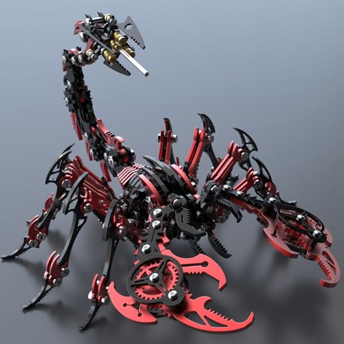 Metalkitor Skorpion 3D-Metall-Puzzle-Kits für Erwachsene und Jugendliche – 454 Teile – Mechanische Montagemodelle – 4 Stunden zum Bauen – Ideal für Geschenke und Dekorationen (Schwarz und Rot) von Metalkitor