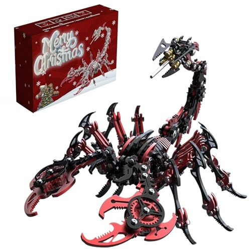 Metalkitor Skorpion 3D-Metall-Puzzles-Kits für Erwachsene – 454 Teile – Mechanische Montagemodelle – 4 Stunden zum Bauen – ideale und Schreibtischdekorationen (Rot Schwarz) von Metalkitor