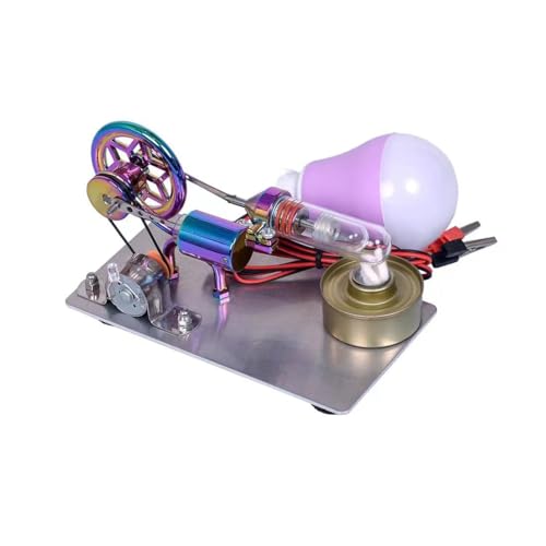 Stirling Desktop-Einzylinder-Motor-Generator – DIY-Dampfmaschinen-Kit mit LED-Lichtern (bunt) von Metalkitor