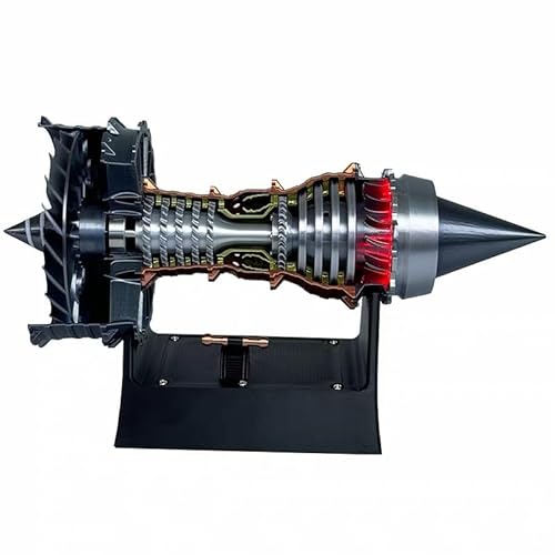 TR900 1/16 Turbofan Motor Modellbausatz - A380 Modell mit Schubstange Kontaktpunkten, rotem LED-Rücklicht und wiederaufladbarem Luftfahrtmodellbausatz (schwarz) von Metalkitor