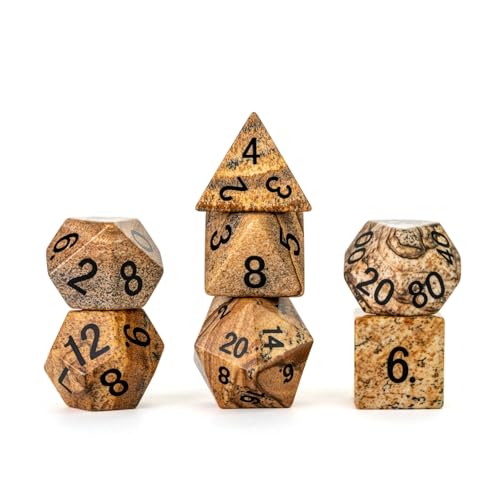 FanRoll 16 mm Stein-Poly-Würfel-Set: Bildjaspis FanRoll 16 mm Stein-Poly-Würfel-Set: Bildjaspis von Metallic Dice Games