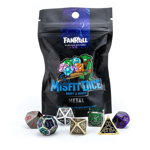 FanRoll Misfit Metals, Beutel mit DND-Würfeln, Rollenspiel-Würfelzubehör für Dungeons und Dragons von Metallic Dice Games