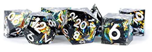 FanRoll by Metallic Dice Games handgefertigtes DND-Würfelset aus Kunstharz, mit scharfer Kante, Kohle, Rollenspiel-Würfel für Dungeons und Drachen von Metallic Dice Games