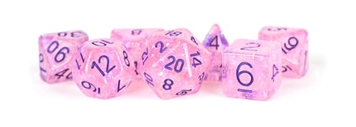 Metallic Dice Games LIC684 Flash Dice44; Pink with Purple Numbers - Set of 7 von Metallic Dice Games