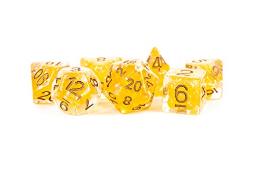 Pearl Dice Würfel-Set, Citrin mit Kupferzahlen, 16 mm, Kunstharz Pearl Dice Würfel-Set, Citrin mit Kupferzahlen, 16 mm, Kunstharz von Metallic Dice Games