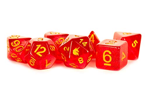 Unicorn Resin Poly Dice Set: Red (7) von Metallic Dice Games