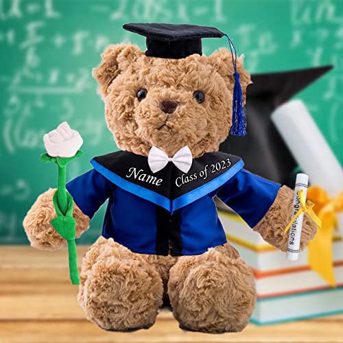 Abschlussgeschenke für sie Personalisierter Teddybär mit Text, Personalisierte Geschenke mit Rose & Bow Abschlussgeschenke für ihn Oberschule/ Hochschule/ Meister Abschlussgeschenke (32cm-Text) von MeterBear