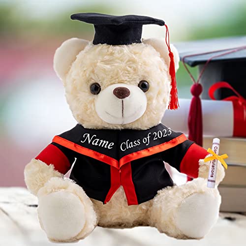 Abschlussgeschenke für sie Personalisierter Teddybär mit Text, Plüschbär Personalisierte Geschenke Abschlussgeschenke für ihn 2024 Oberschule/ Hochschule/ Meister Abschlussgeschenke (20cm-Weiß-Text) von MeterBear