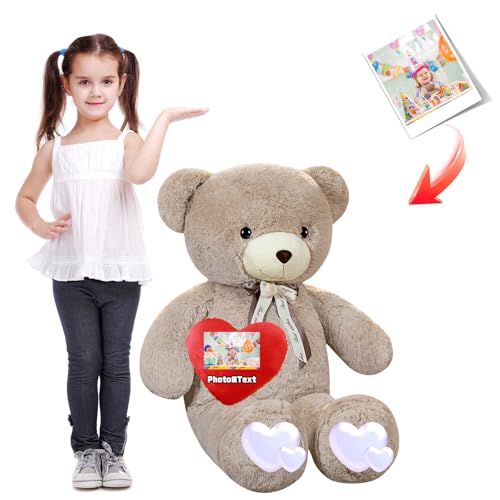 MeterBear 120 cm Teddybär Groß Personalisierter Geschenke XXL Teddybär 120 cm mit Text Foto ValentinsGeschenke Geschenke für Weihnachten Geburtstagsgeschenk Es Mir Leid Geschenke für sie (120 cm) von MeterBear