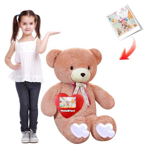 MeterBear 120 cm Teddybär Groß Personalisierter Geschenke XXL Teddybär 120 cm mit Text Foto ValentinsGeschenke Geschenke für Weihnachten Geburtstagsgeschenk Es Mir Leid Geschenke für sie (120 cm) von MeterBear