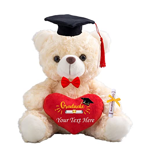 MeterBear GraduationBär mit Herz Personalisierte Graduation Geschenke mit Text, Teddybär Plüschtier als Schulabschluss Geschenk für Ihn 2024 Oberschule Hochschule Graduation Geschenke (20cm-Text) von MeterBear