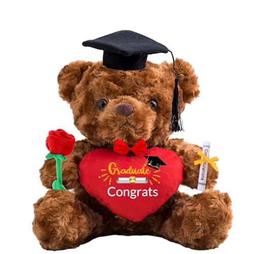 MeterBear GraduationBär mit Herz Personalisierte Graduation Geschenke mit Text, Teddybär Plüschtier als Schulabschluss Geschenk für Ihn 2024 Oberschule Hochschule Graduation Geschenke (Text-25cm) von MeterBear