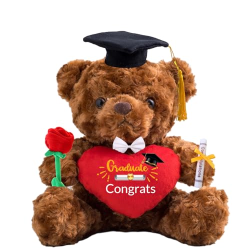 MeterBear GraduationBär mit Herz Personalisierte Graduation Geschenke mit Text, Teddybär Plüschtier als Schulabschluss Geschenk für Ihn 2024 Oberschule Hochschule Graduation Geschenke (Text-25cm) von MeterBear