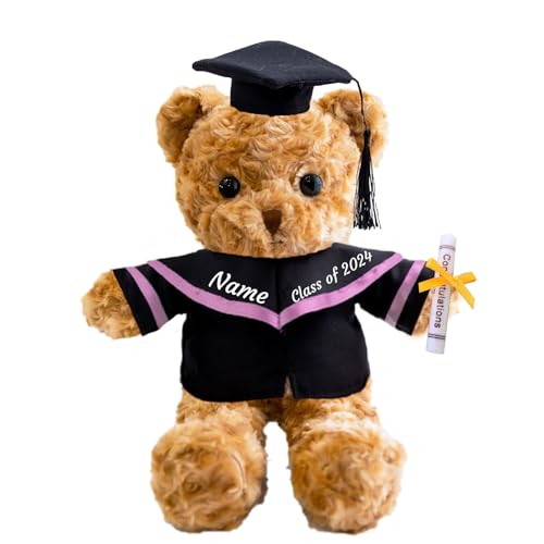 MeterBear Graduationbär Personalisierte Graduation Geschenke mit Text, Teddybär Plüschtier als Schulabschluss Geschenk für Ihn 2024 Oberschule Hochschule Graduation Geschenke (25 cm) von MeterBear