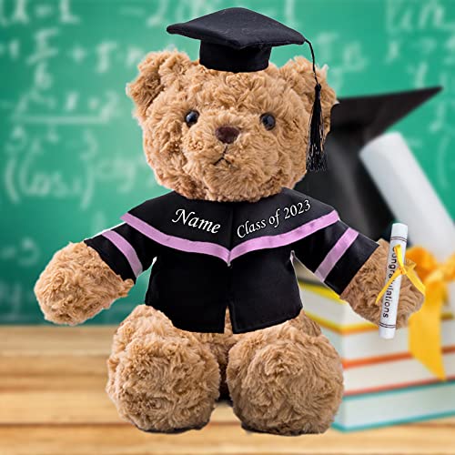 MeterBear Personalisierte Geschenke Teddybär mit Text, GraduationBär Abschluss 2024 Personalisierte Teddybär für Graduation 2024 Schulabschluss Geschenk für Sie 2024 Oberschule/Hochschule (26cm-Text) von MeterBear