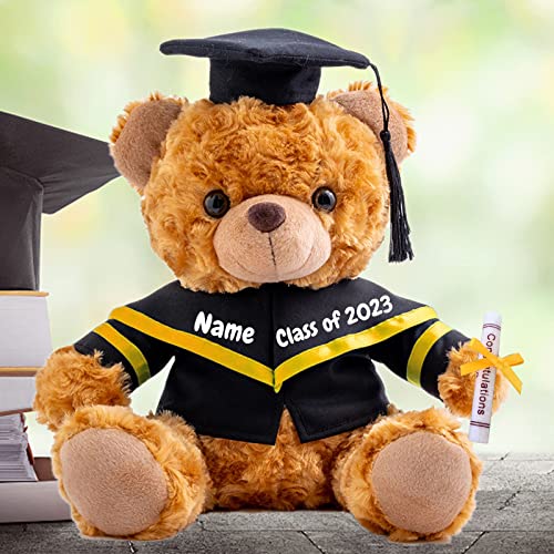 MeterBear Personalisierte Geschenke Teddybär mit Text, GraduationBär Abschluss 2024 Personalisierte Teddybär für Graduation 2024 Schulabschluss Geschenk für Sie 2024 Oberschule/Hochschule (20cm-Text) von MeterBear