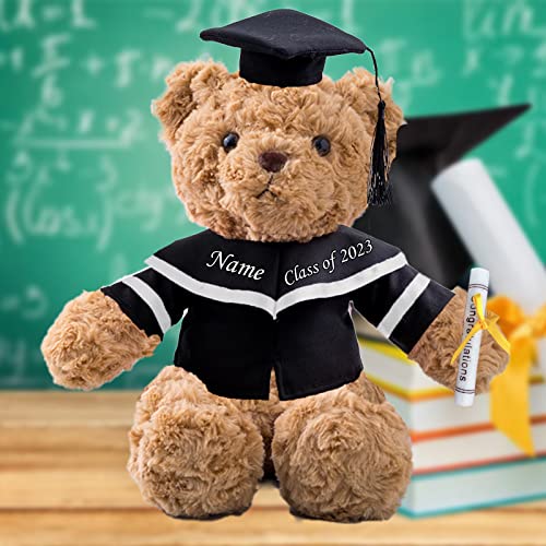 MeterBear Personalisierte Geschenke Teddybär mit Text, GraduationBär Abschluss 2024 Personalisierte Teddybär für Graduation 2024 Schulabschluss Geschenk für Sie 2024 Oberschule/Hochschule (26cm-Text) von MeterBear