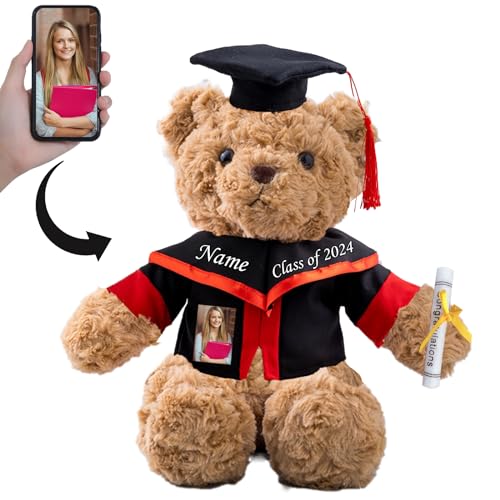 MeterBear Personalisierter Abschluss-Teddybär, Abschlussgeschenke für Ihn Sie mit Text+Foto, Abschlussbär als Personalisiertes Abschlussgeschenk für SieIhn zum Abschluss 2024 (26cm) von MeterBear